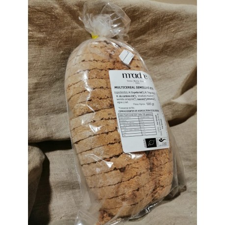 Barra multicereal BIO (espelta,trigo y centeno integrales) masa madre 500 gr,Maria Diezma