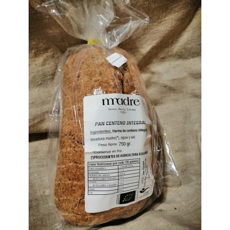 Pan centeno integral BIO 750 gr,Maria Diezma