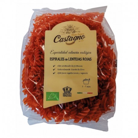 Espirales de lenteja roja BIO 250 grs. Castagno