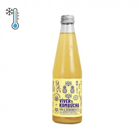 Kombucha BIO Oceánica Piña hierbabuena 330 ml. VIVER. Elaborado en GRANADA